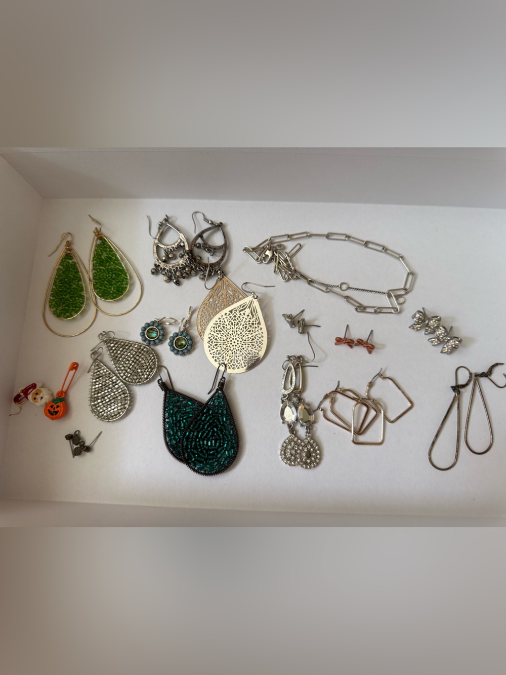 Assorted Green and Silver Women's Earrings - Fashion Jewelry Set